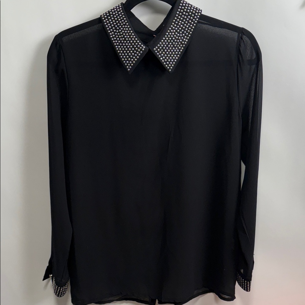 Source Unknown Black Blouse with Metallic Accents